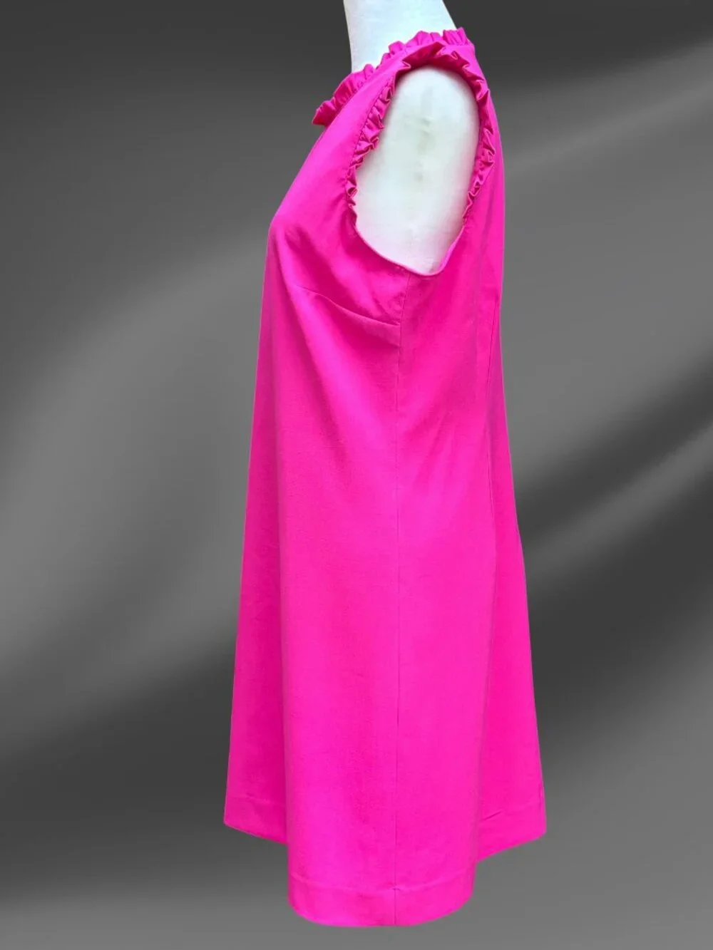J. Crew Fuchsia Pink Ruffle Trim Sleeveless A-Line Dress Classic Career Sz 8